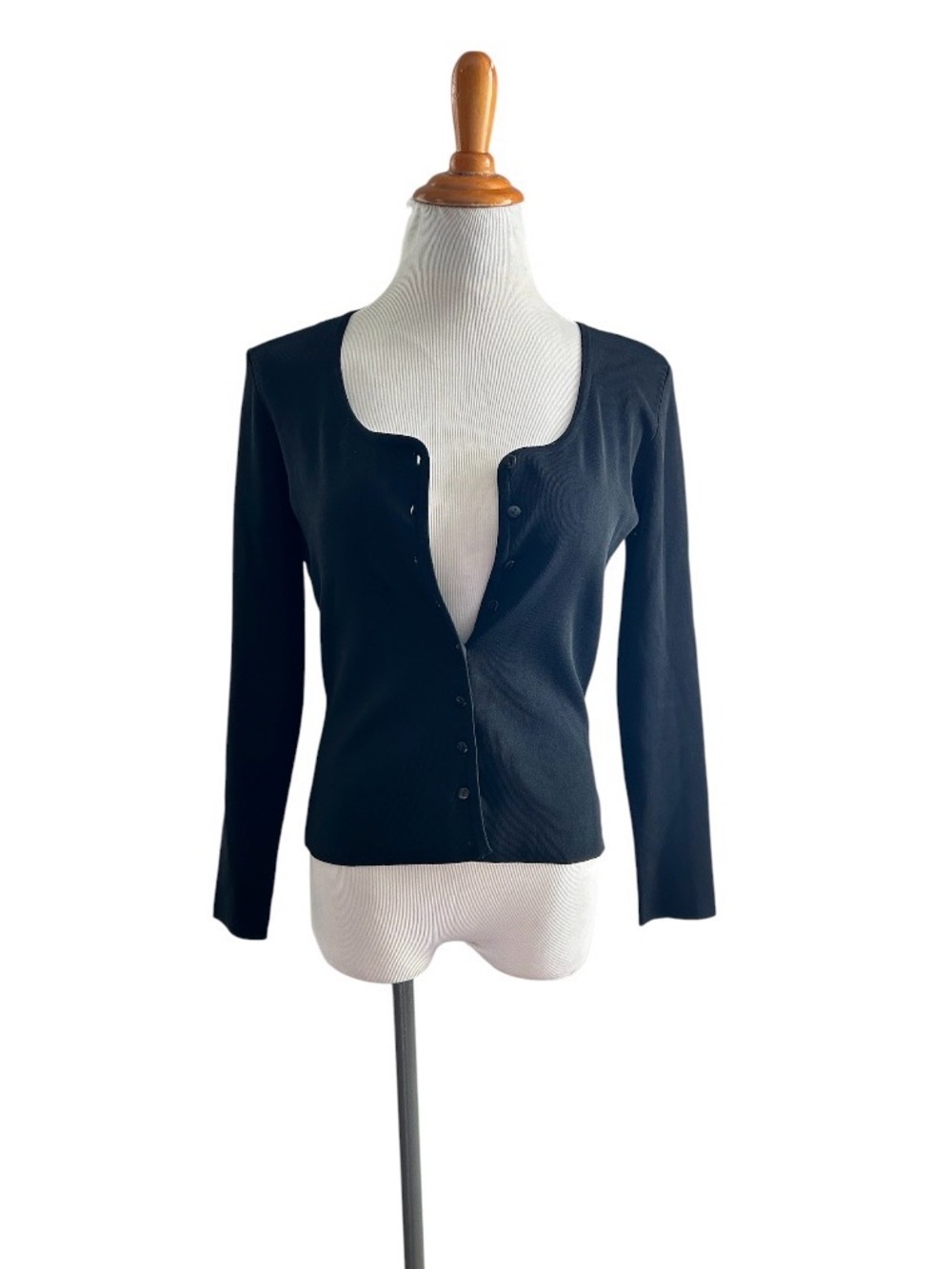 Classic Black Women’s Button-Front Cardigan Jacket